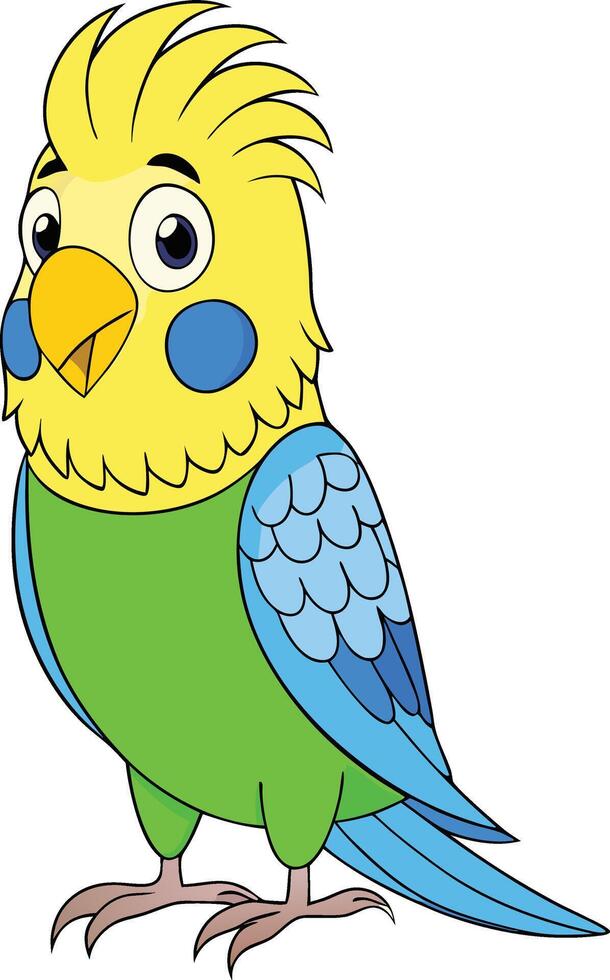 A cartoon bird with blue and yellow feathers vector