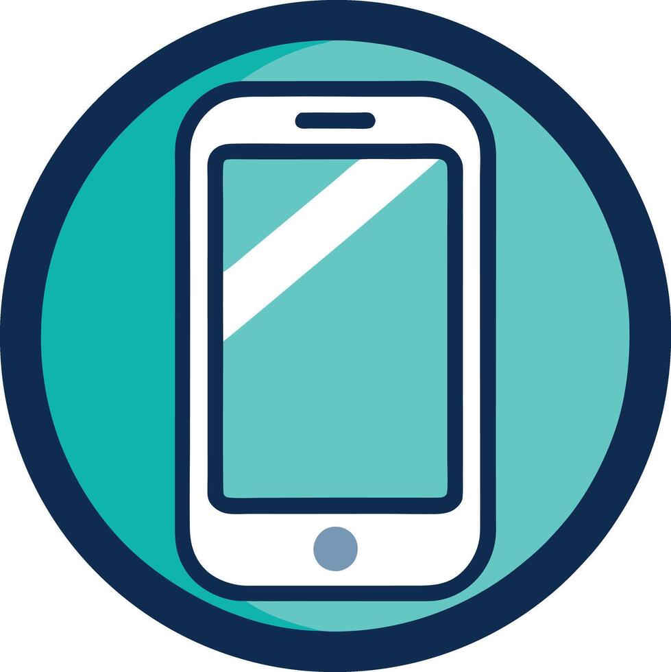 A phone with a blue background and a white border vector