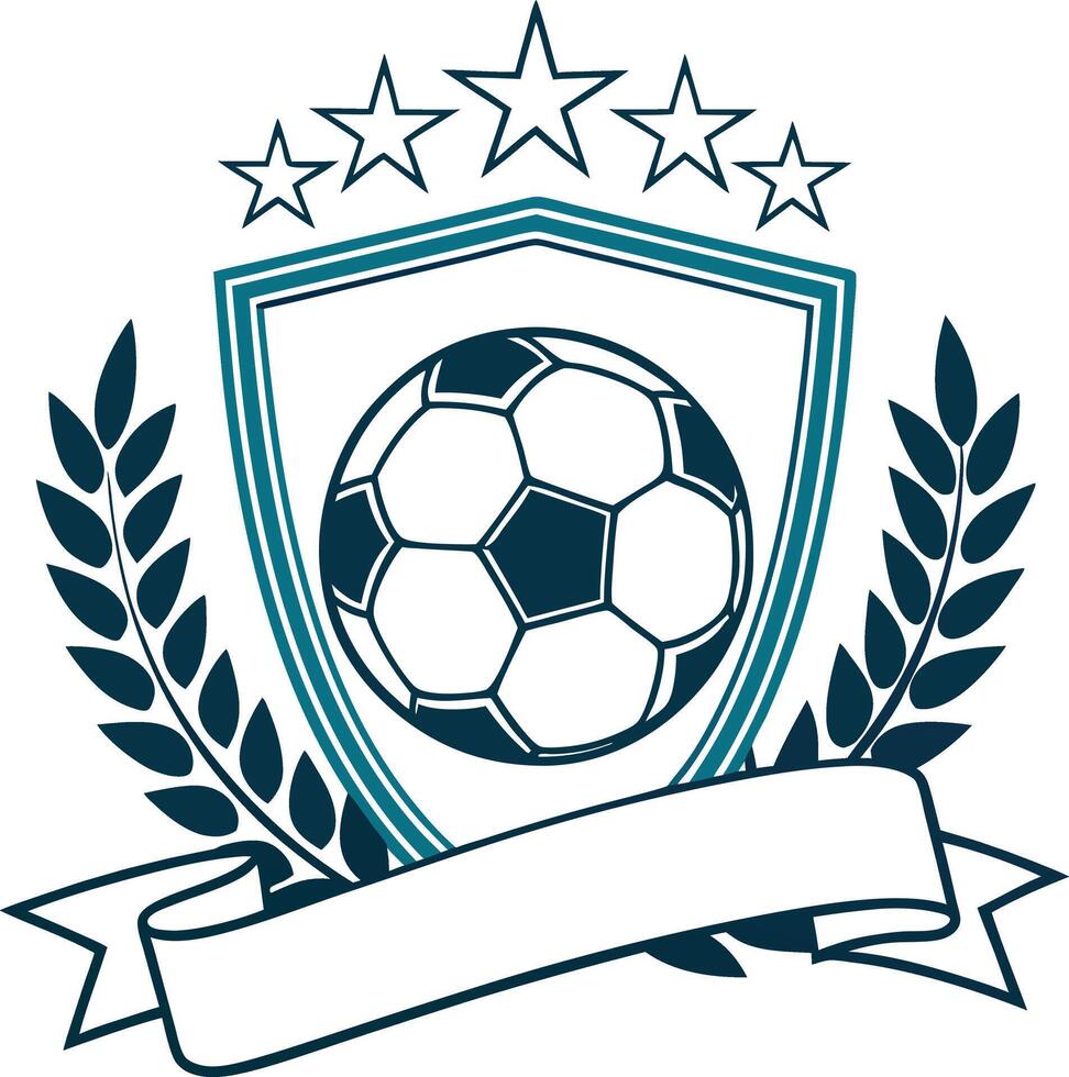 Soccer ball with laurel wreath and stars vector