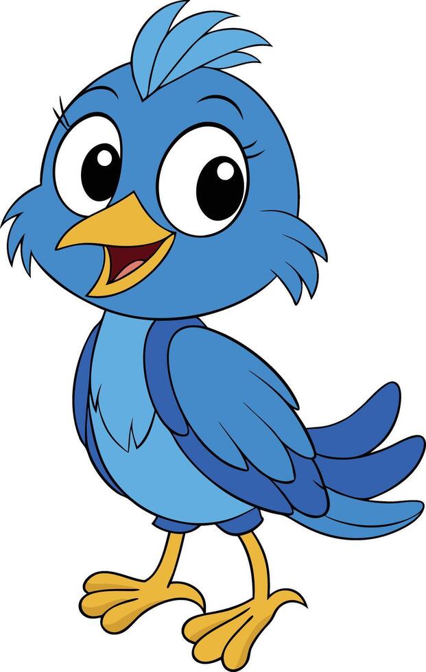 Cartoon blue bird with big eyes and big beak vector