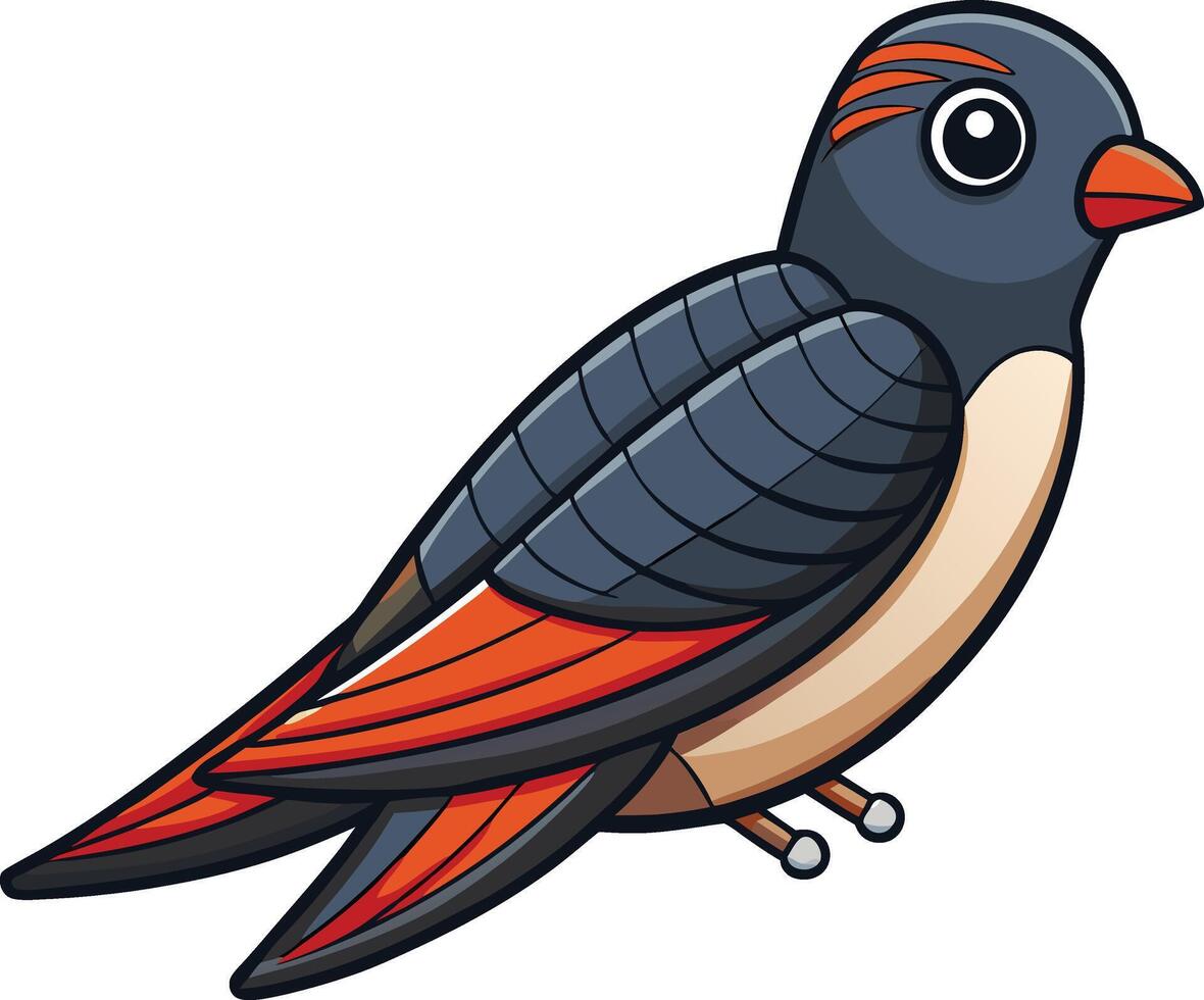 A cartoon bird with orange and black feathers vector