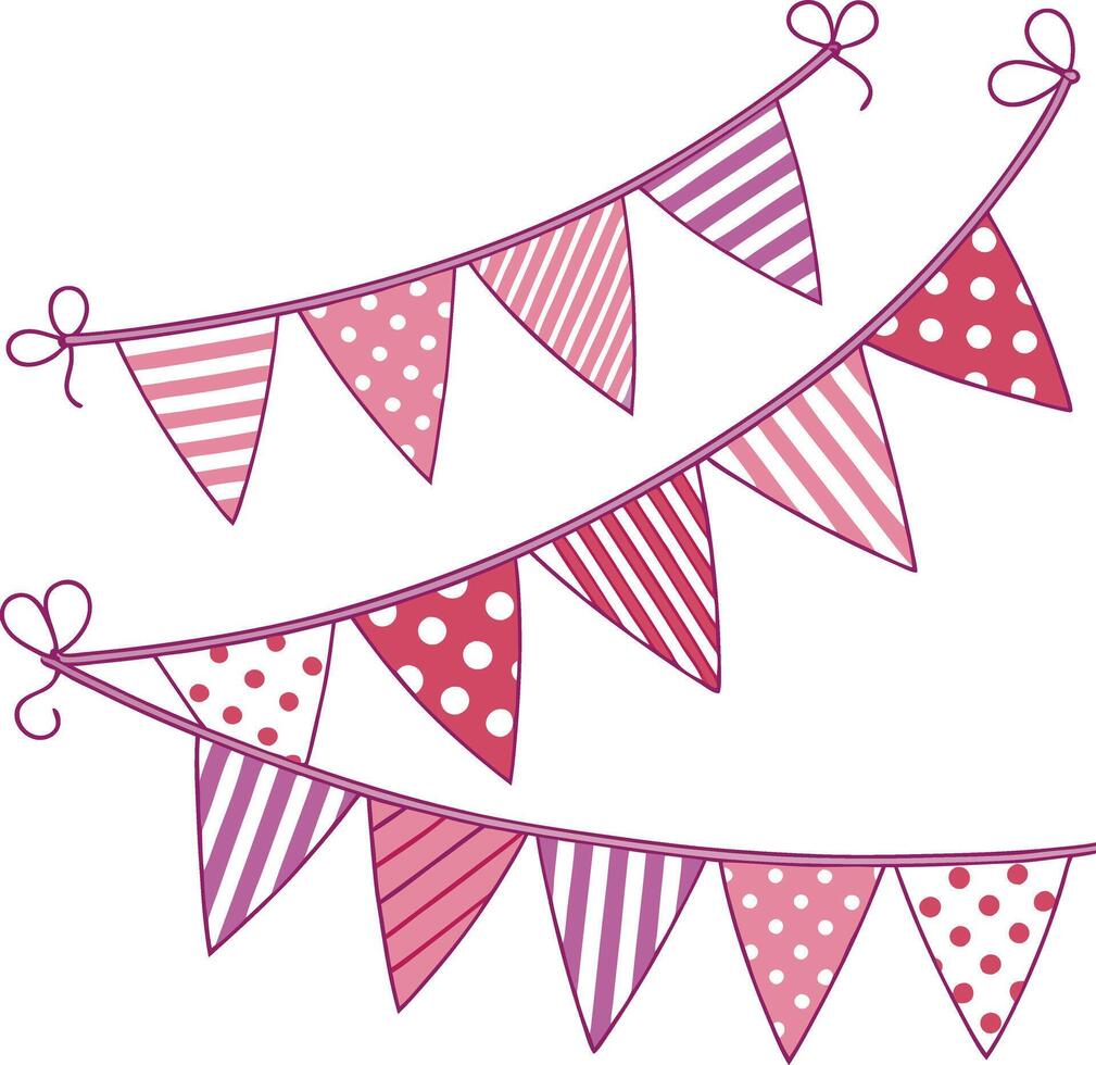 Pink and white bunting flags vector