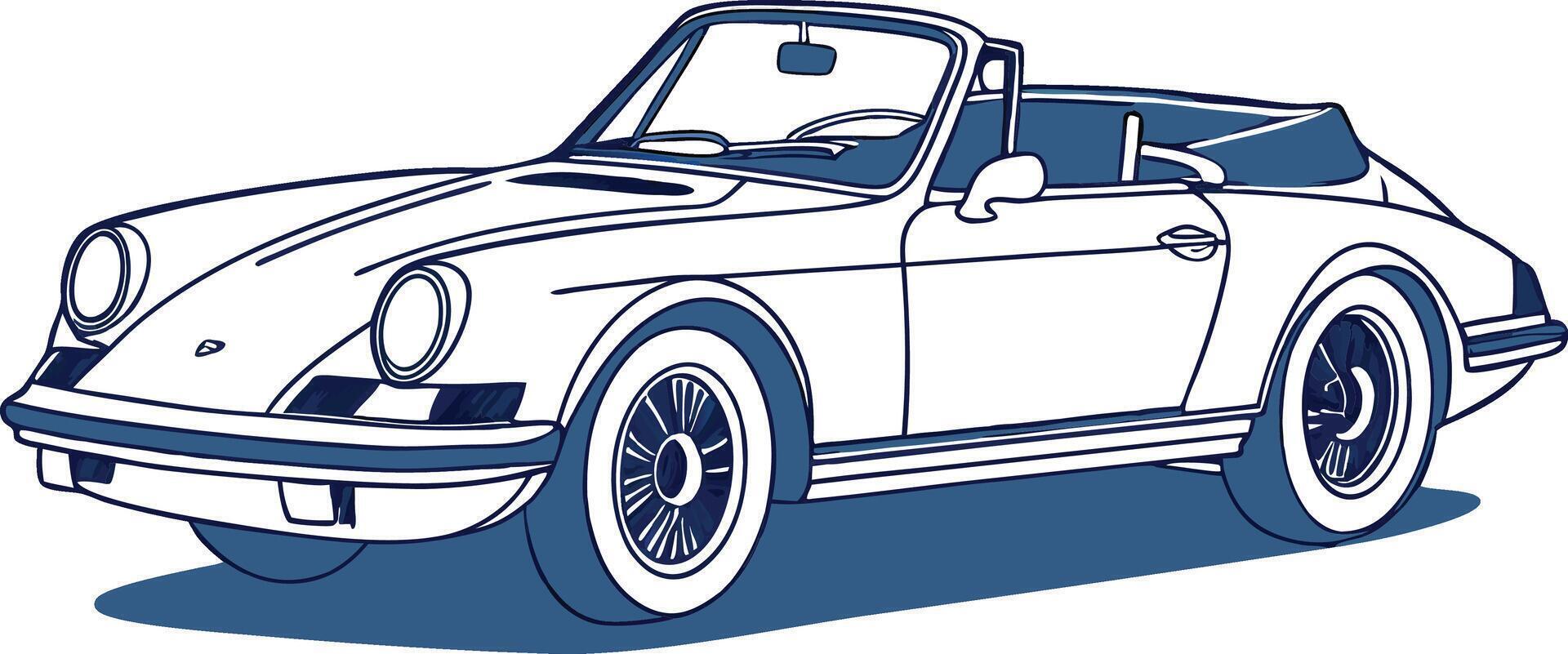 A classic car with the hood open vector