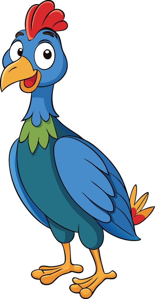 Cartoon blue bird with red feathers vector