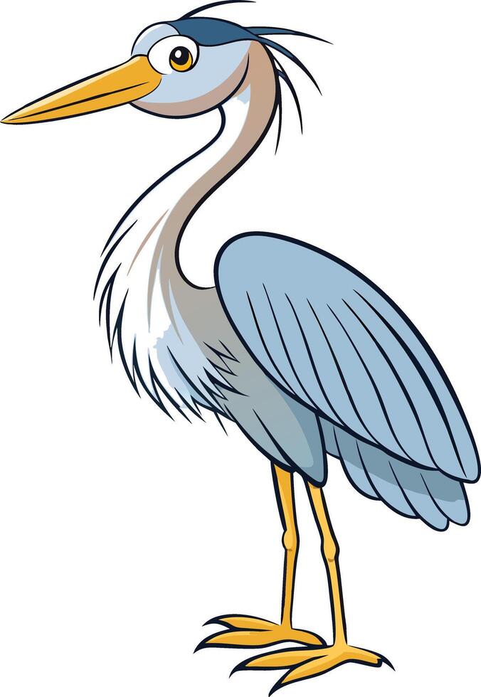 A cartoon heron standing on a white background vector