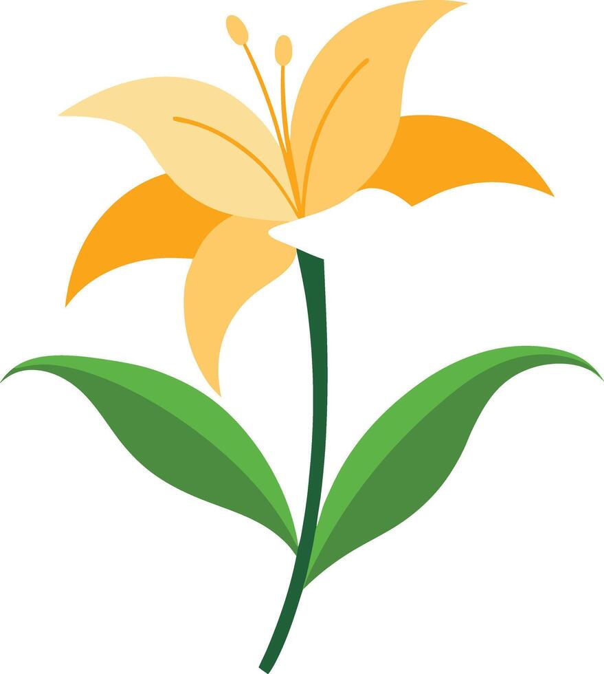 A yellow flower with green leaves on a white background vector