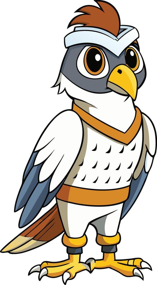 Cartoon bird with a white beak and brown feathers vector