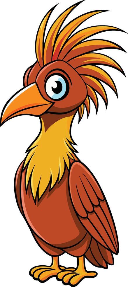 Cartoon bird with orange feathers vector