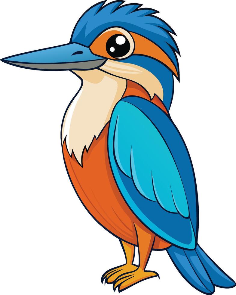 A cartoon kingfisher bird with orange and blue feathers vector