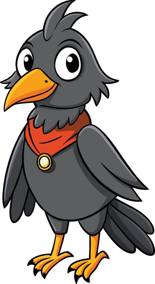 Cartoon raven with red bandana vector