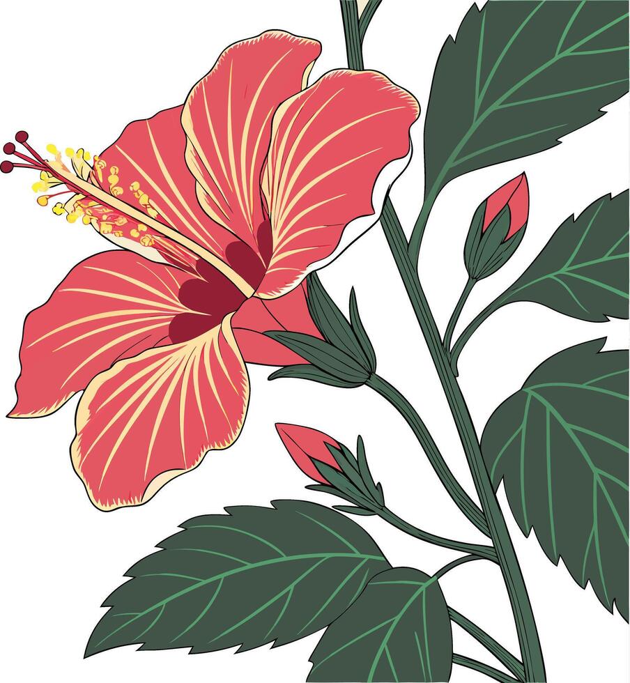 A flower with leaves and a pink flower vector