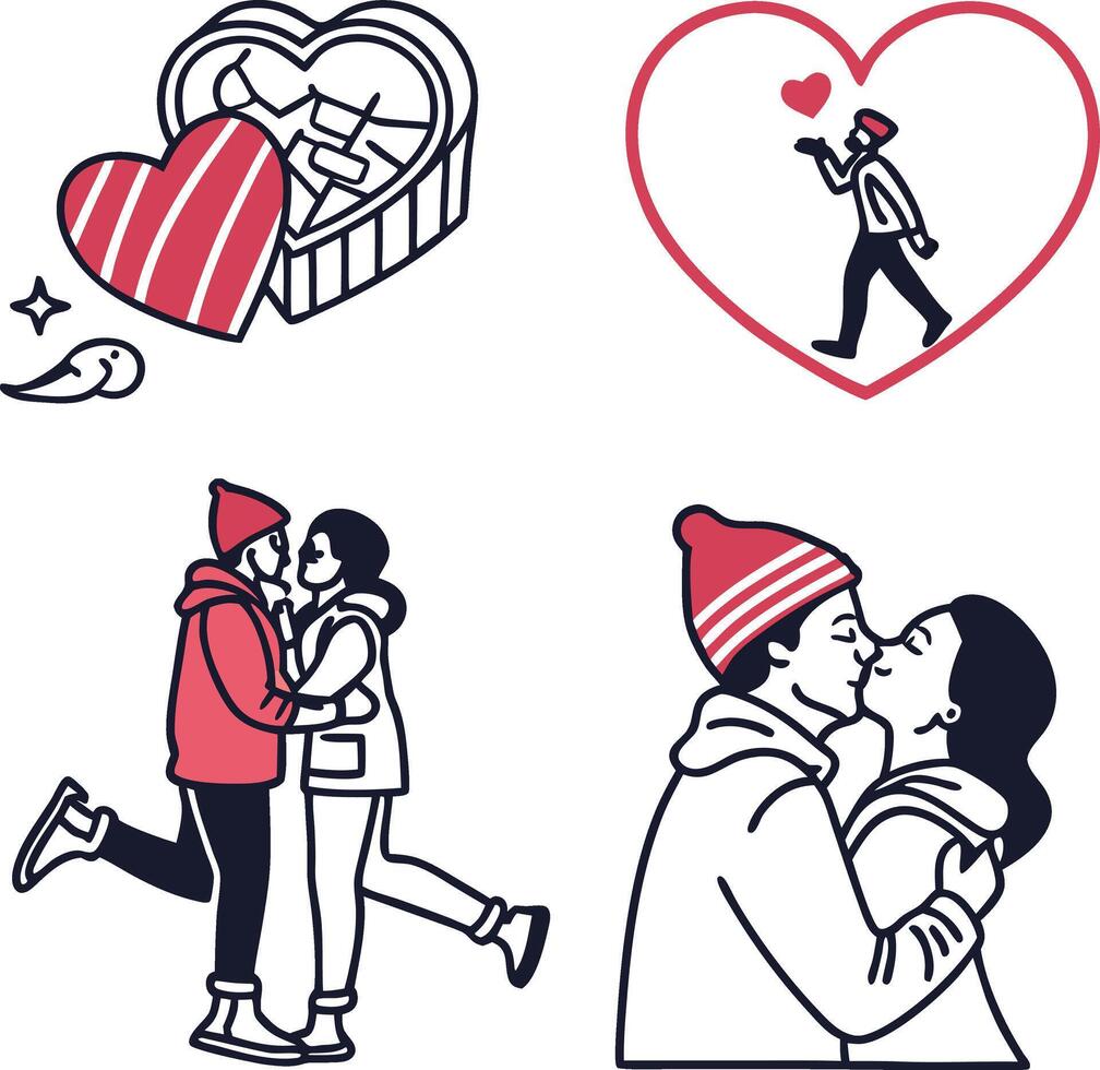 Valentine's day icons set vector