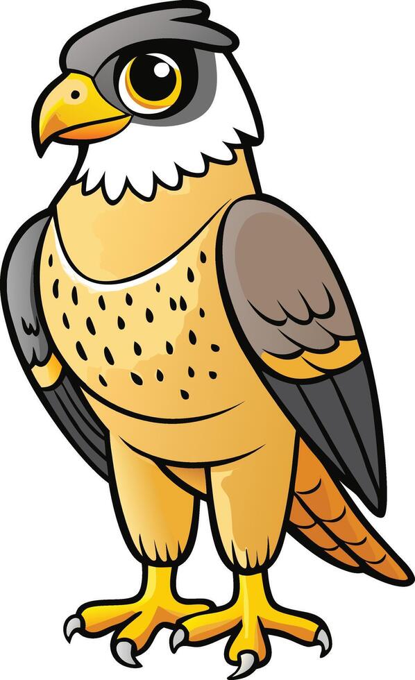 A cartoon bird with yellow eyes and black beak vector