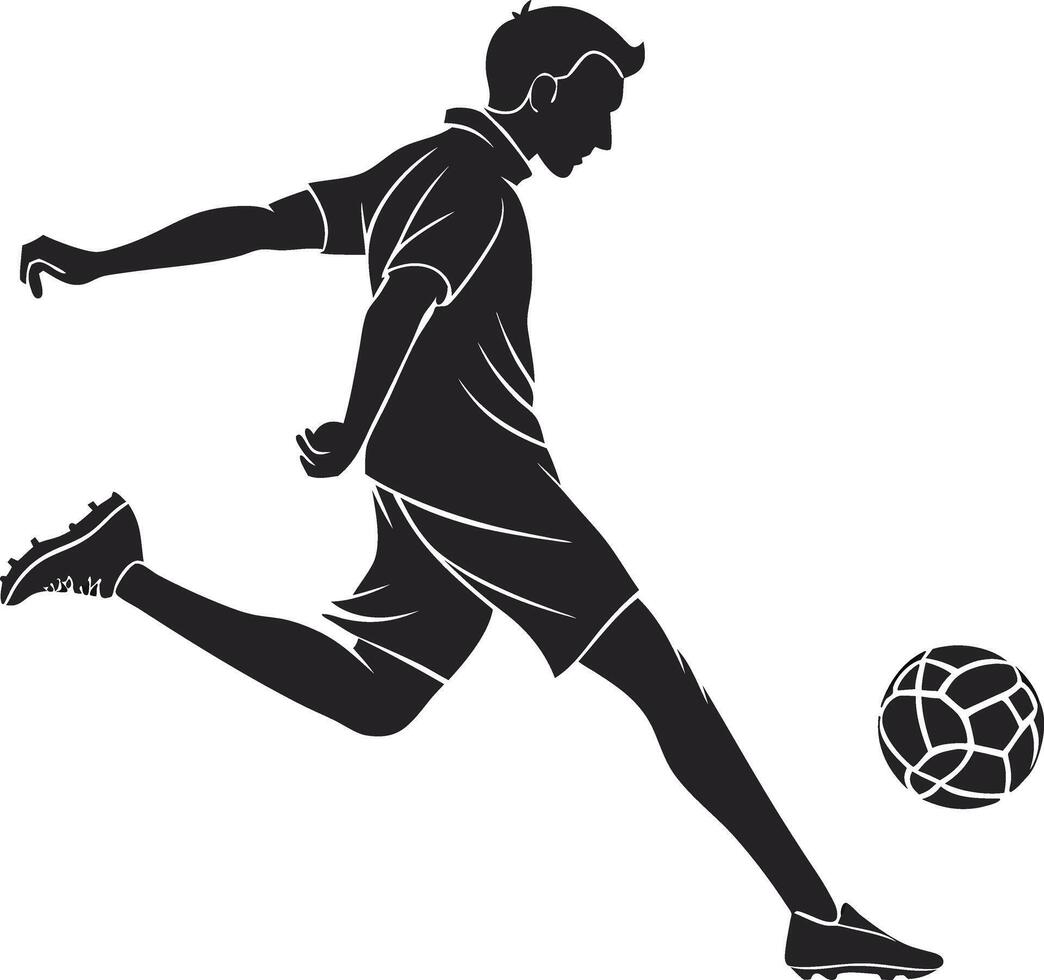 Silhouette of a soccer player kicking the ball vector