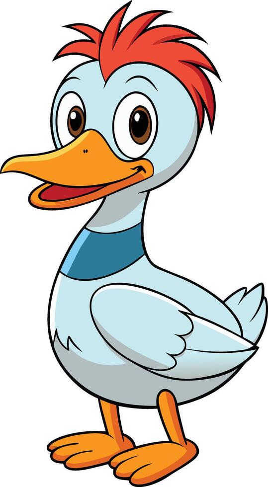Cartoon duck with red hair vector