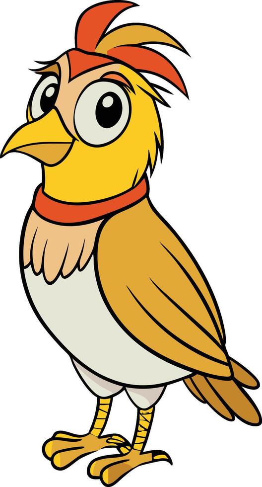 Cartoon bird with red and white feathers vector