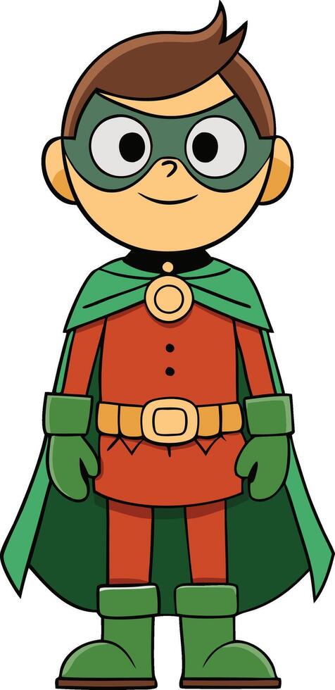 Cartoon batman with green cape and red shirt vector
