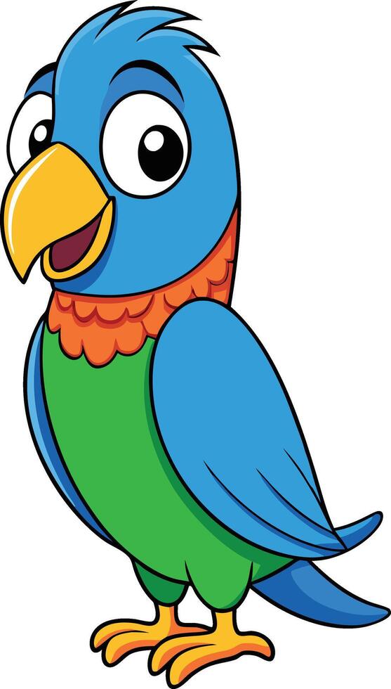 Cartoon bird with green and blue feathers vector