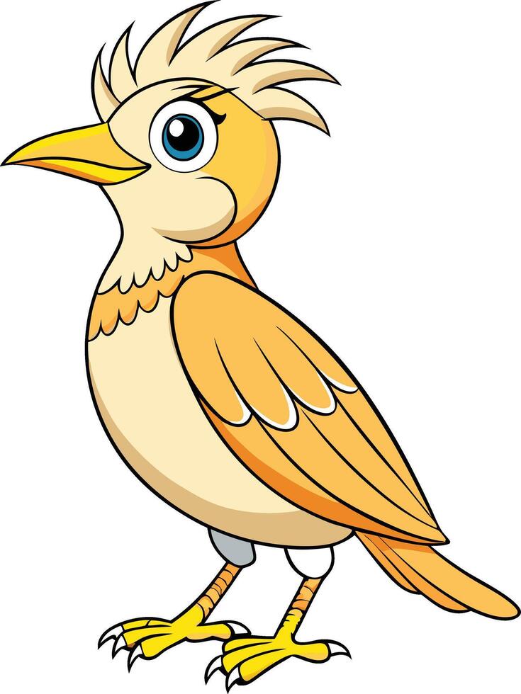 Cartoon bird with yellow beak and blue eyes vector