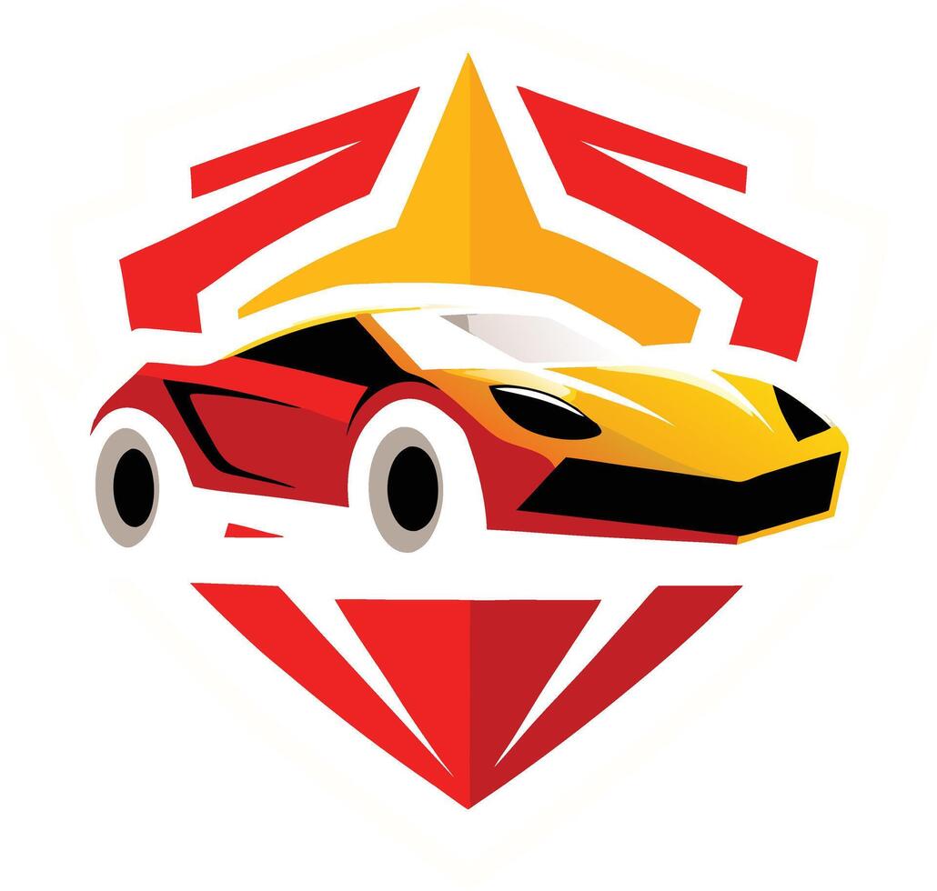 A red and yellow sports car logo vector