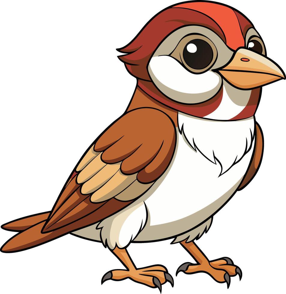 A cartoon bird with big eyes and a red beak vector