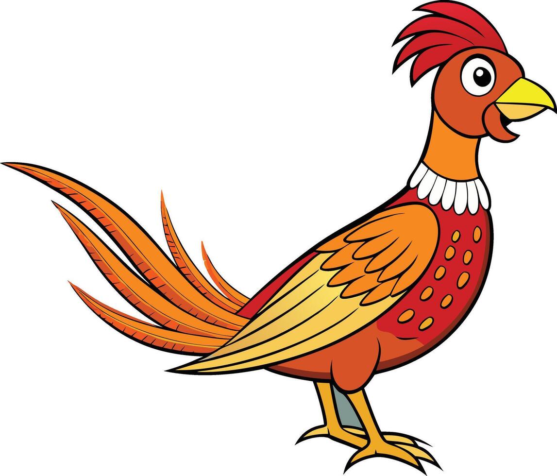 A cartoon rooster with a red and yellow vector