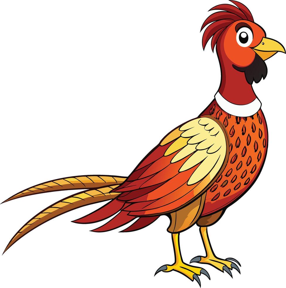 A cartoon pheasant with a red and yellow tail vector