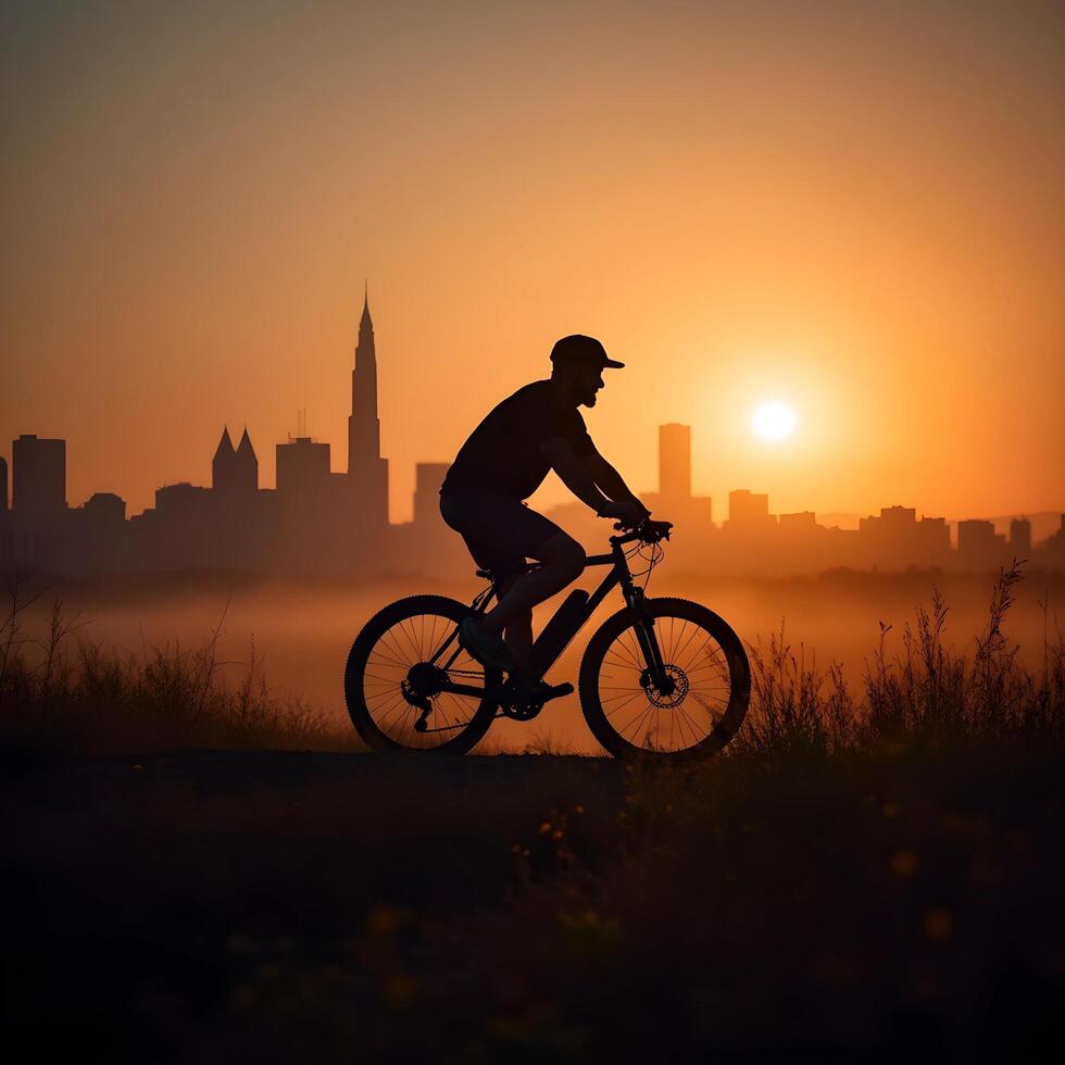 Nightfall Bicycle Excursion Scene photo