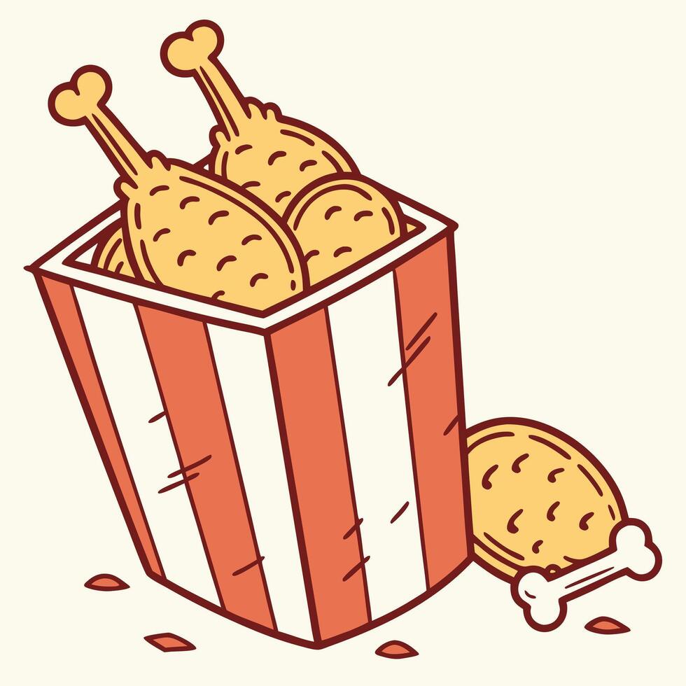 A cartoon drawing of popcorn and bones vector