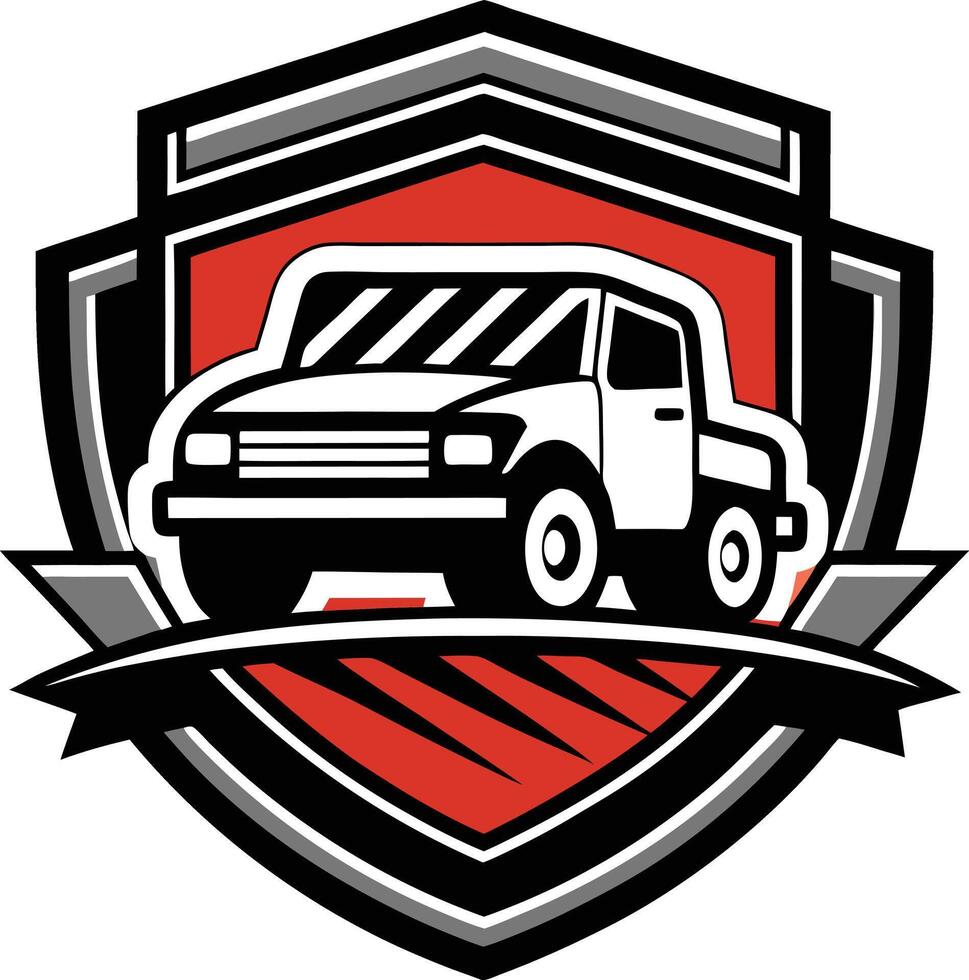 A truck on the shield vector