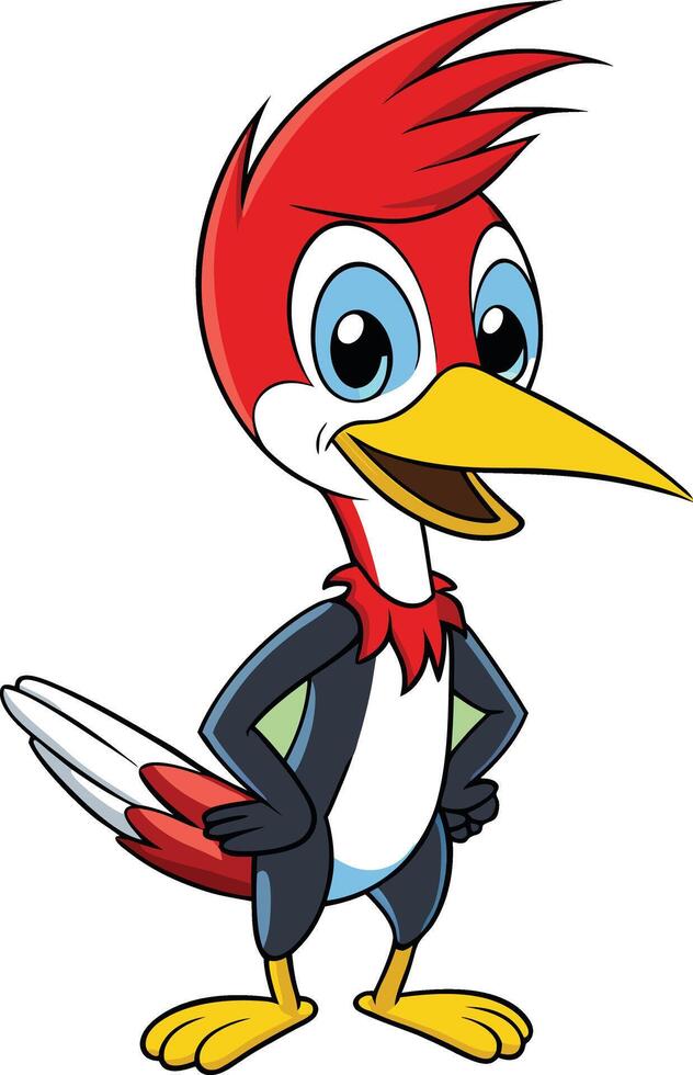 A cartoon bird with red and white feathers vector