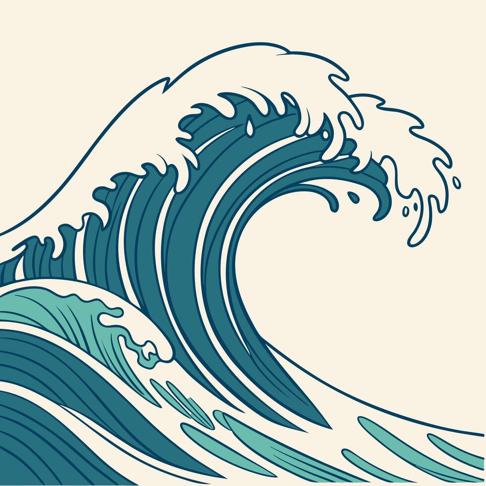 The great wave off hokkaido illustration vector