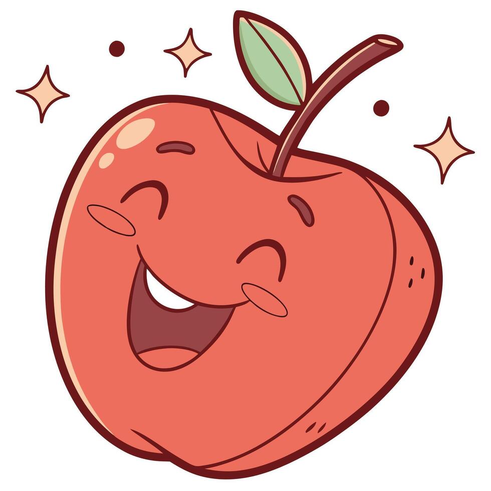 A cartoon apple with a smile on its face vector