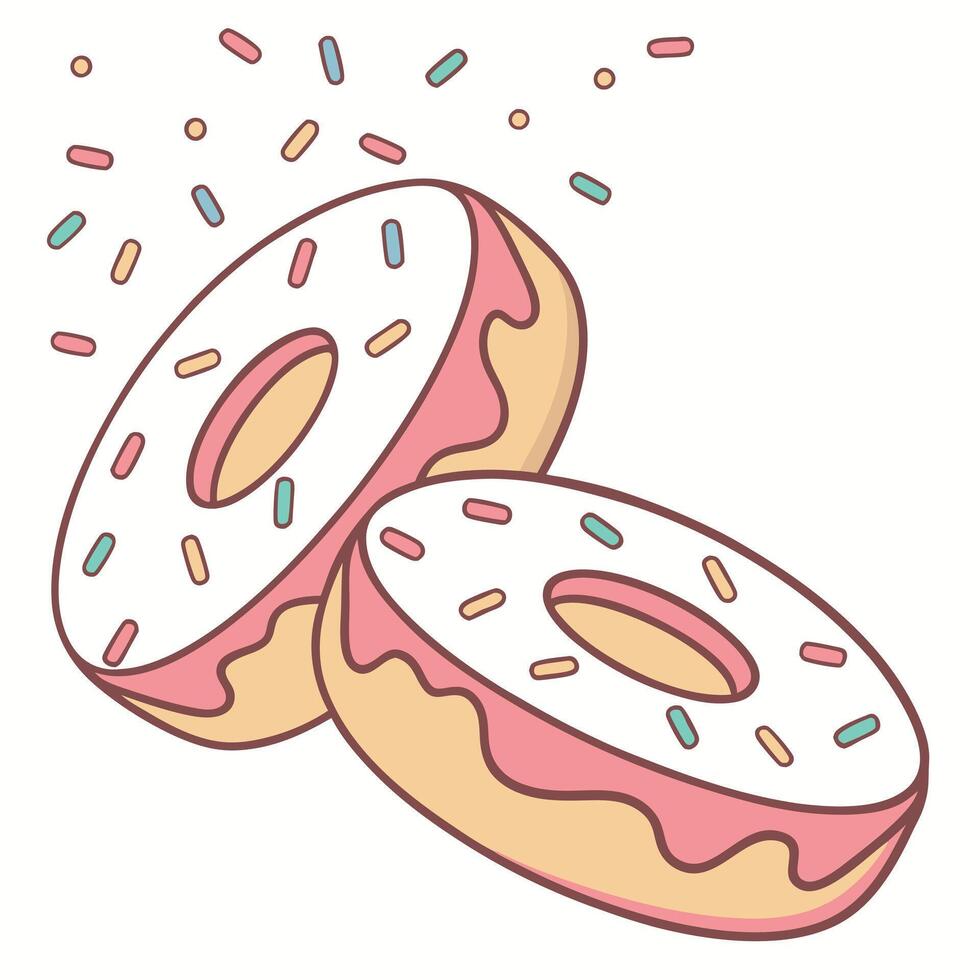 Two donuts with sprinkles on top of each other vector