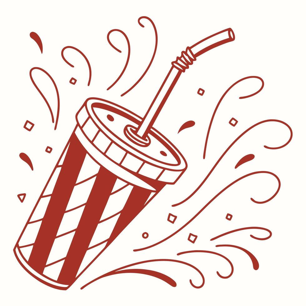 A red and white striped drink with a straw vector