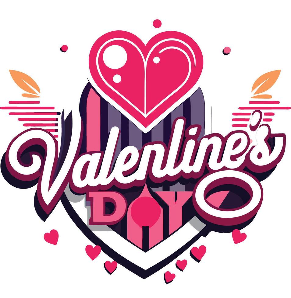 Valentine's day logo with a heart and a shield vector