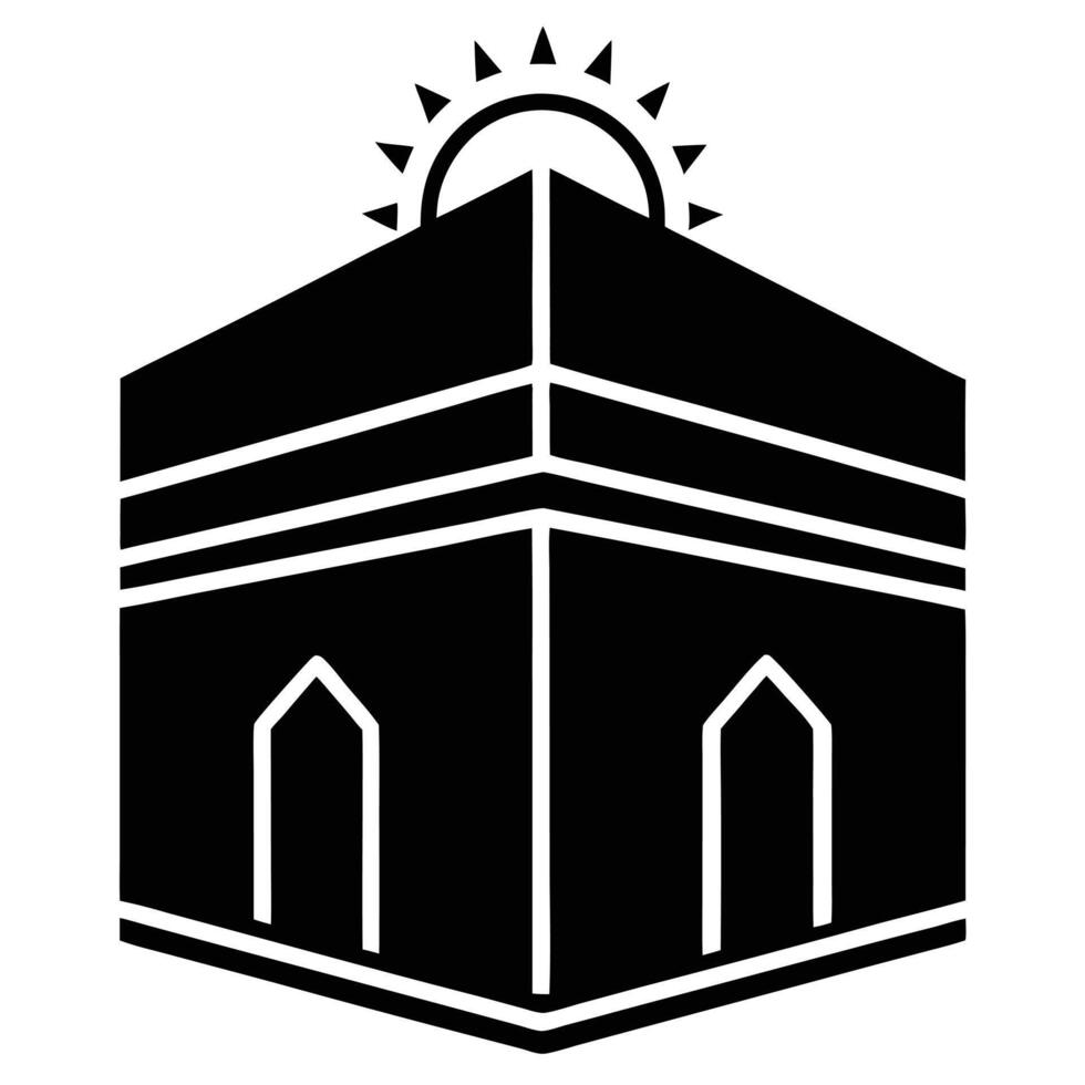 Kaaba black and white icon vector