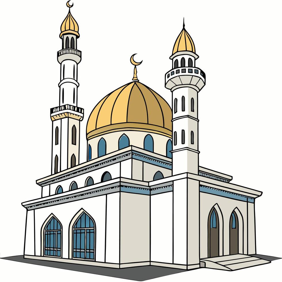 An illustration of a mosque with two minarets vector