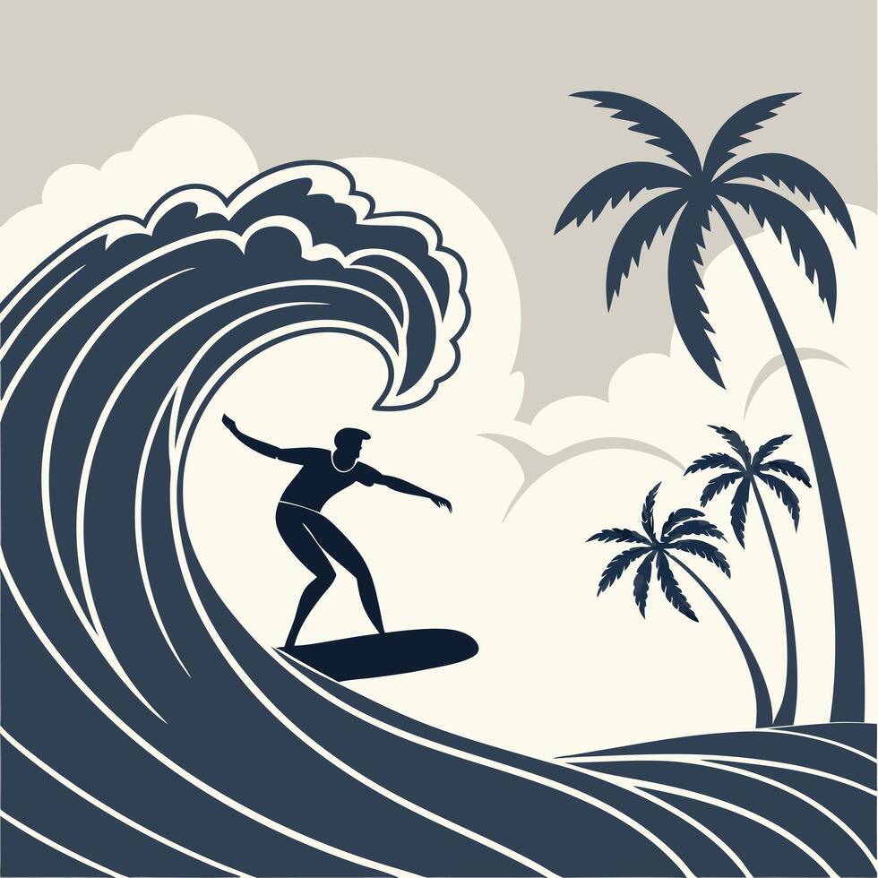 Surfer surfing on the wave illustration vector