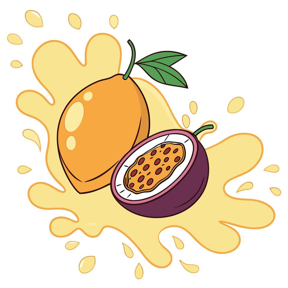 Passion fruit and passion fruit juice vector