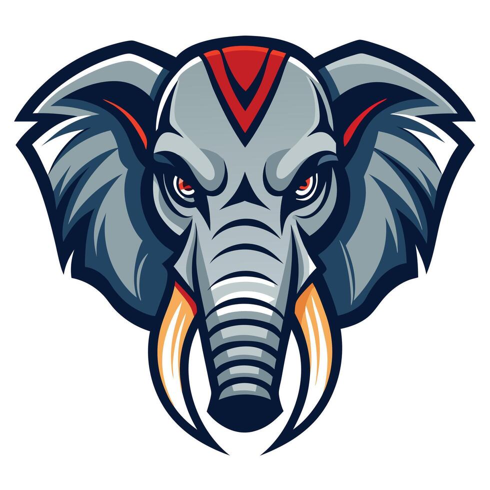 An elephant head with a red and blue tusk vector
