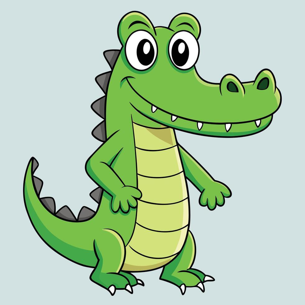 Cute cartoon alligator illustration vector