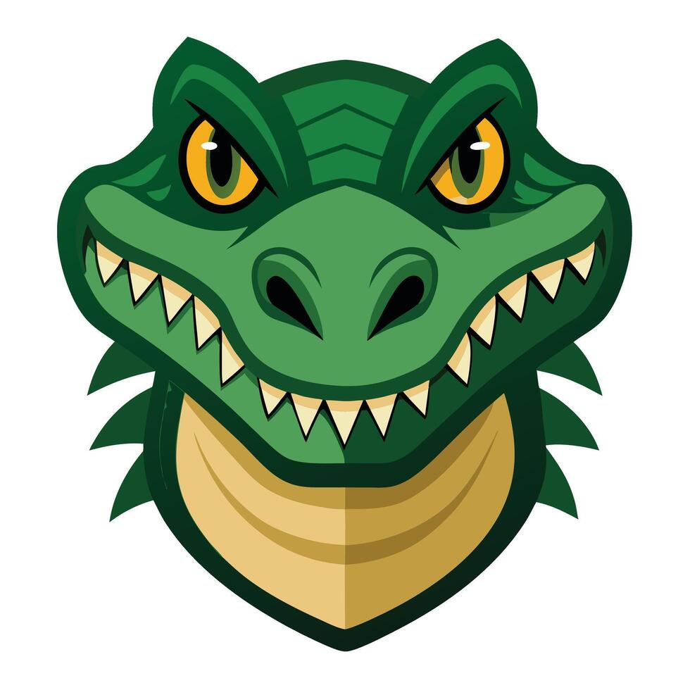 A green alligator head with yellow teeth vector