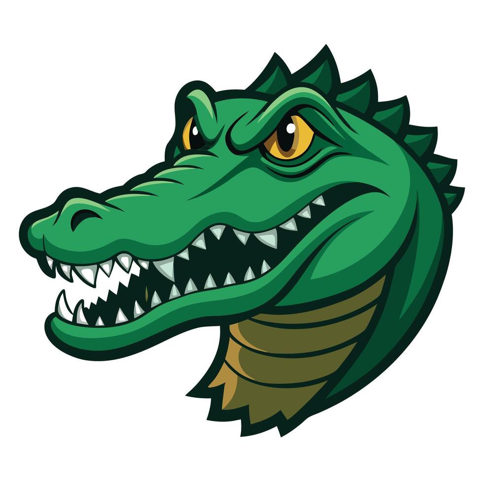 A green alligator head with a big mouth vector