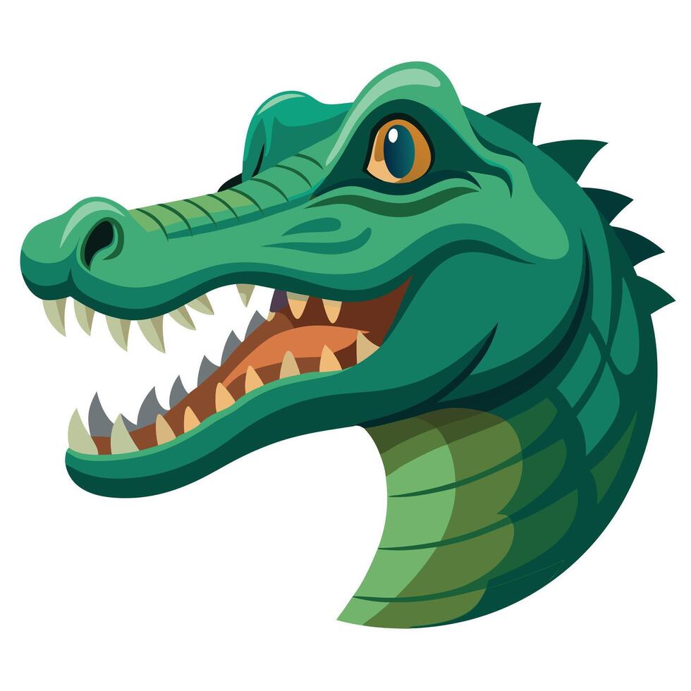 A cartoon alligator head with open mouth vector