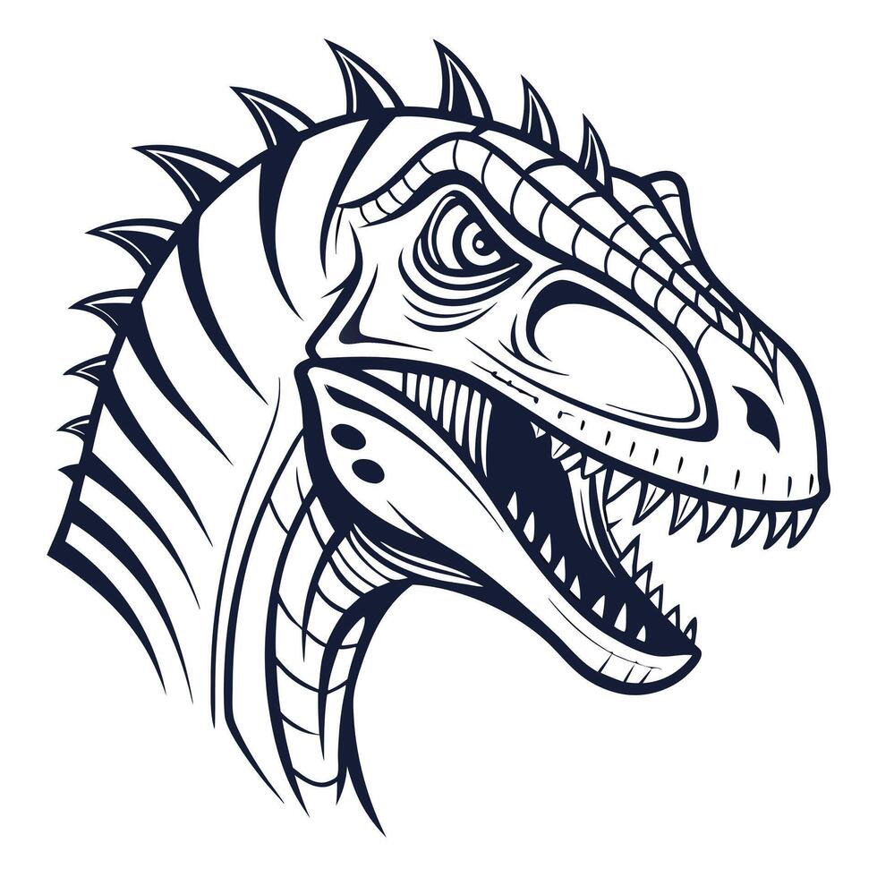 A t - rex head with spikes on its head vector