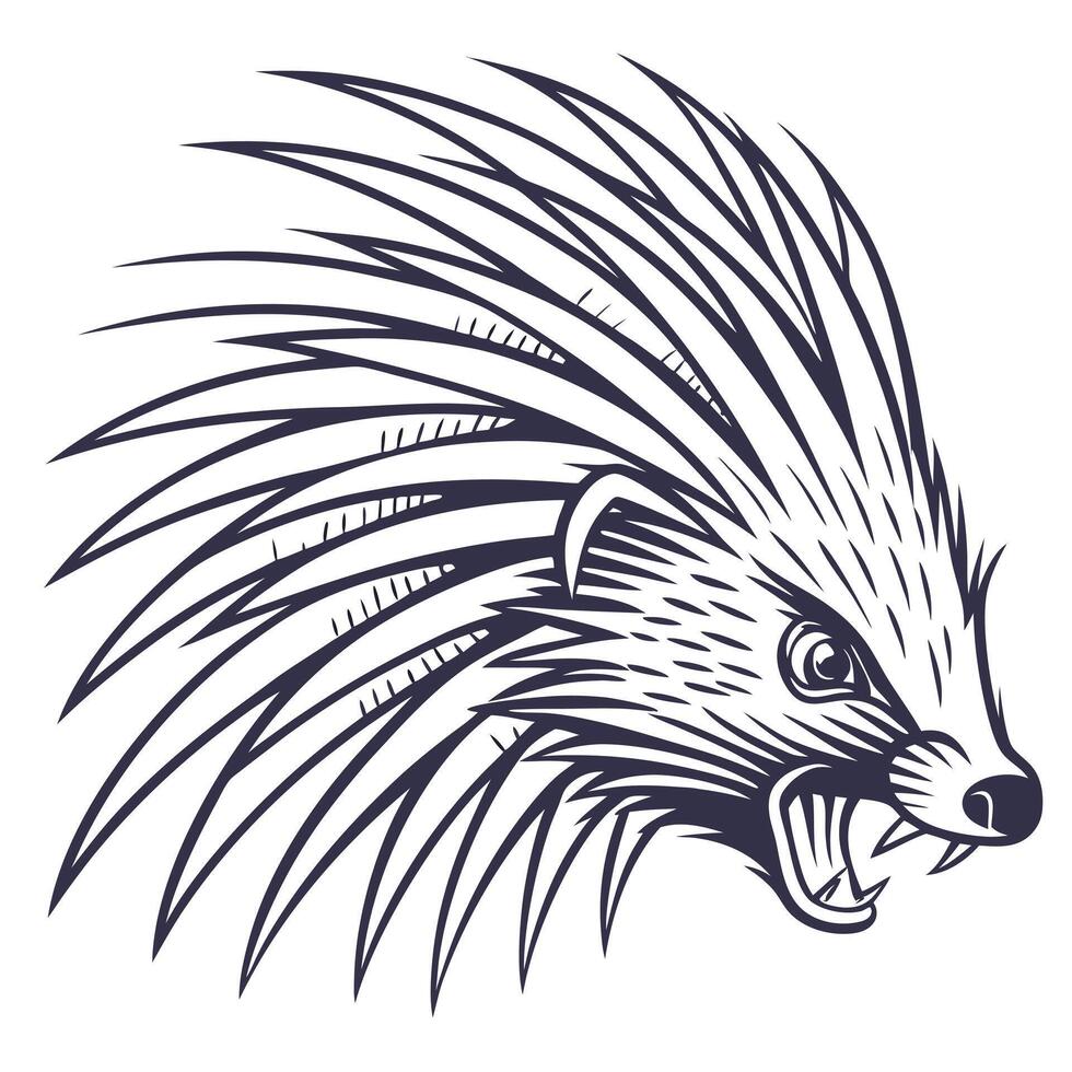 An illustration of a porcupine head vector