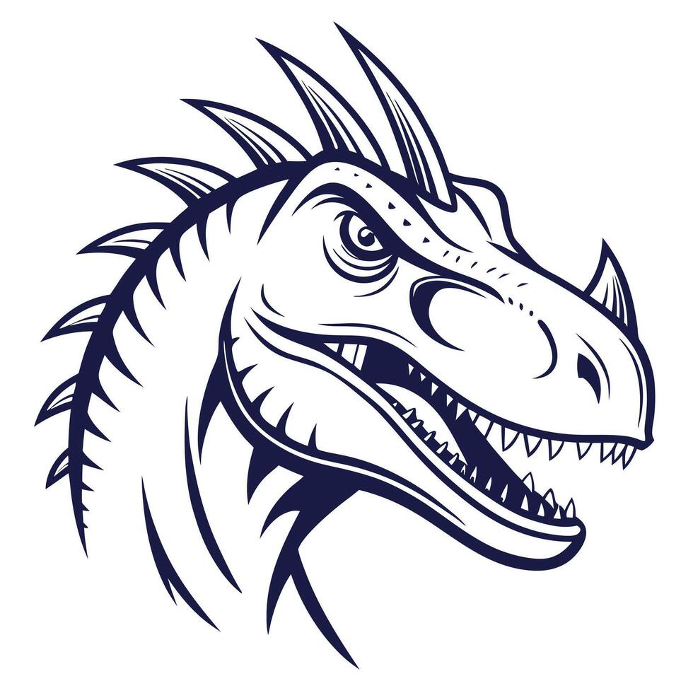 A dinosaur head with spikes on its head vector