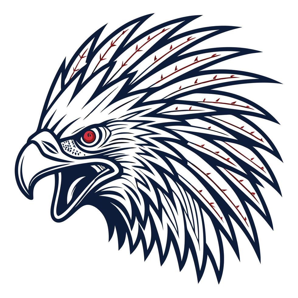 An eagle head with feathers on its head vector