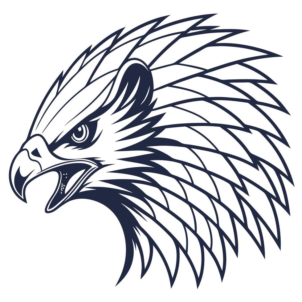 An eagle head with feathers on it vector